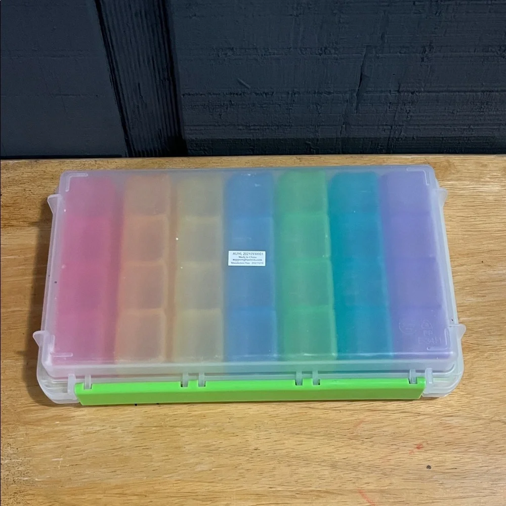 AUVON iMedassist Weekly Pill Organizer 4x Daily Moisture Proof Rainbow
